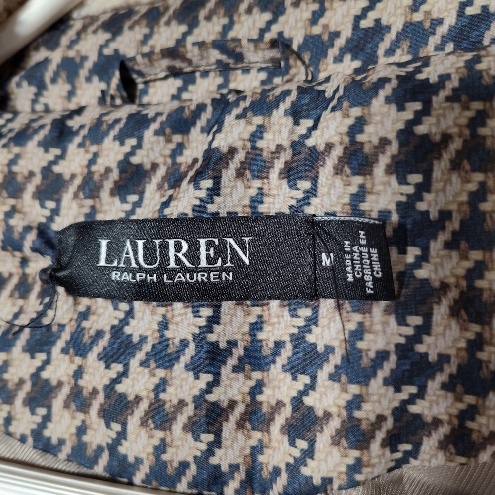 Lauren Ralph Lauren Lightweight Houndstooth Quilted Jacket Faux Sherpa Collar M - Picture 10 of 13